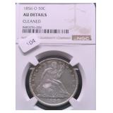 1856 O NGC AU DETAILS SEATED HALF DOLLAR