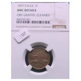 1857 NGC UNC DETAILS FLYING EAGLE CENT