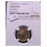 1858 FLYING EAGLE CENT NGC AU DATAILS