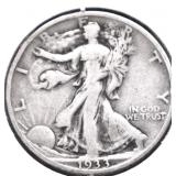 1933 S WALKING HALF DOLLAR VF
