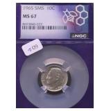1965 SMS NGC MS67 ROOSEVELT DIME