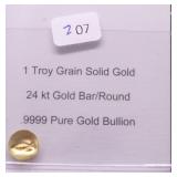 1 GRAIN .9999 GOLD ROUND