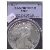 1993 PCGS PF69DC SILVER EAGLE