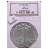 1990 NGC MS69 SILVER EAGLE