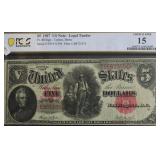 1907 5 $ US LEGAL TENDER PCGS F15