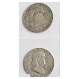 TWO FRANKLIN HALF DOLLARS