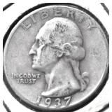 1937 WASHINGTON QUARTER VF