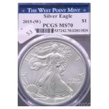 2015 W PCGS MS70 SILVER EAGLE