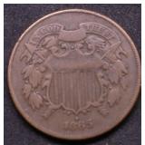 1865 TWO CENT PIECE XF