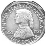 1921 MISSOURI HALF DOLLAR AU