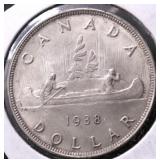 1938 CHOICE BU CANADA SILVER DOLLAR