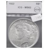 1922 ICG MS62 PEACE DOLLAR