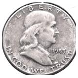 1953 D FRANKLIN HALF DOLLAR VF