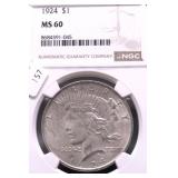 1924 NGC MS60 PEACE DOLLAR
