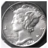1944 GEM BU MERCURY DIME