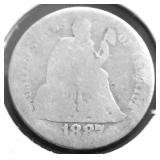 1887 S SEATED DIME AG