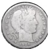 1906 BARBER HALF DOLLAR VG