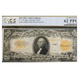 PCGS MS62 PPQ 1922 20 $ GOLD CERTIFICATE