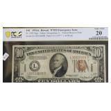 PCGS VF 20 10 $ WW2 HAWAII EMERGENCY NOTE