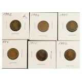 6 INDIAN HEAD CENTS