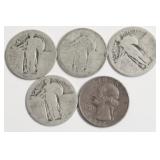 5 SILVER QUARTERS