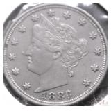 1883 V NICKEL NC AU