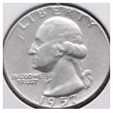 1957 D WASHINGTON QUARTER AU
