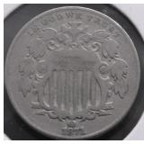 1871 SHIELD NICKEL VF
