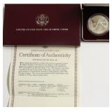 PROOF OLYMPIC SILVER DOLLAR W BOX PAPERS