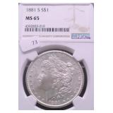 1881 S NGC MS65 MORGAN DOLLAR