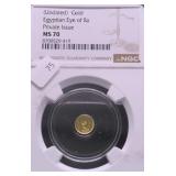 NGC MS70 EGYPTIAN EYE OF RA GOLD