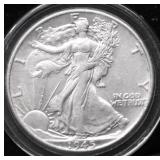 1945 WALKING HALF DOLLAR AU
