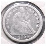 1856 SEATED DIME VF