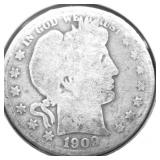 1909 BARBER HALF DOLLAR AG