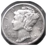 1936 S MERCURY DIME XF