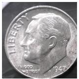 1947 S GEM BU ROOSEVELT DIME