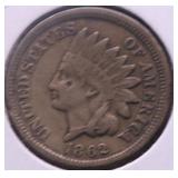 1862 INDIAN HEAD CENT VF