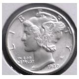 1940 GEM BU MERCURY DIME