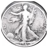 1941 D WALKING HALF DOLLAR VG