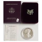 1986 PROOF SILVER EAGLE W BOX PAPERS