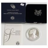 2020 PROOF SILVER EAGLE W BOX PAPERS