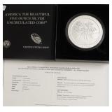 5 oz .999 SILVER ATB QUARTER W BOX PAPERS