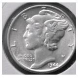 1944 CHOICE BU MERCURY DIME