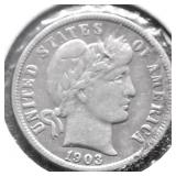 1903 O BARBER DIME VF