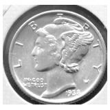 1938 S GEM BU SPLIT BANDS MERCURY DIME