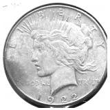 1922 S PEACE DOLLAR VF