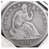 1857 O SEATED HALF DOLLAR VG
