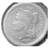 1867 3 CENT PIECE VF