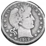 1912 D BARBER HALF DOLLAR VG