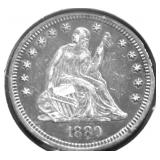 1880 SEATED QUARTER XF RARE